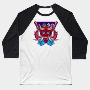 Oni Skull and Koi Fish 1.4 Baseball T-Shirt